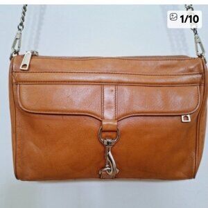 Rebecca Minkoff Leather Tan Crossbody With Gold Color Chain Bag